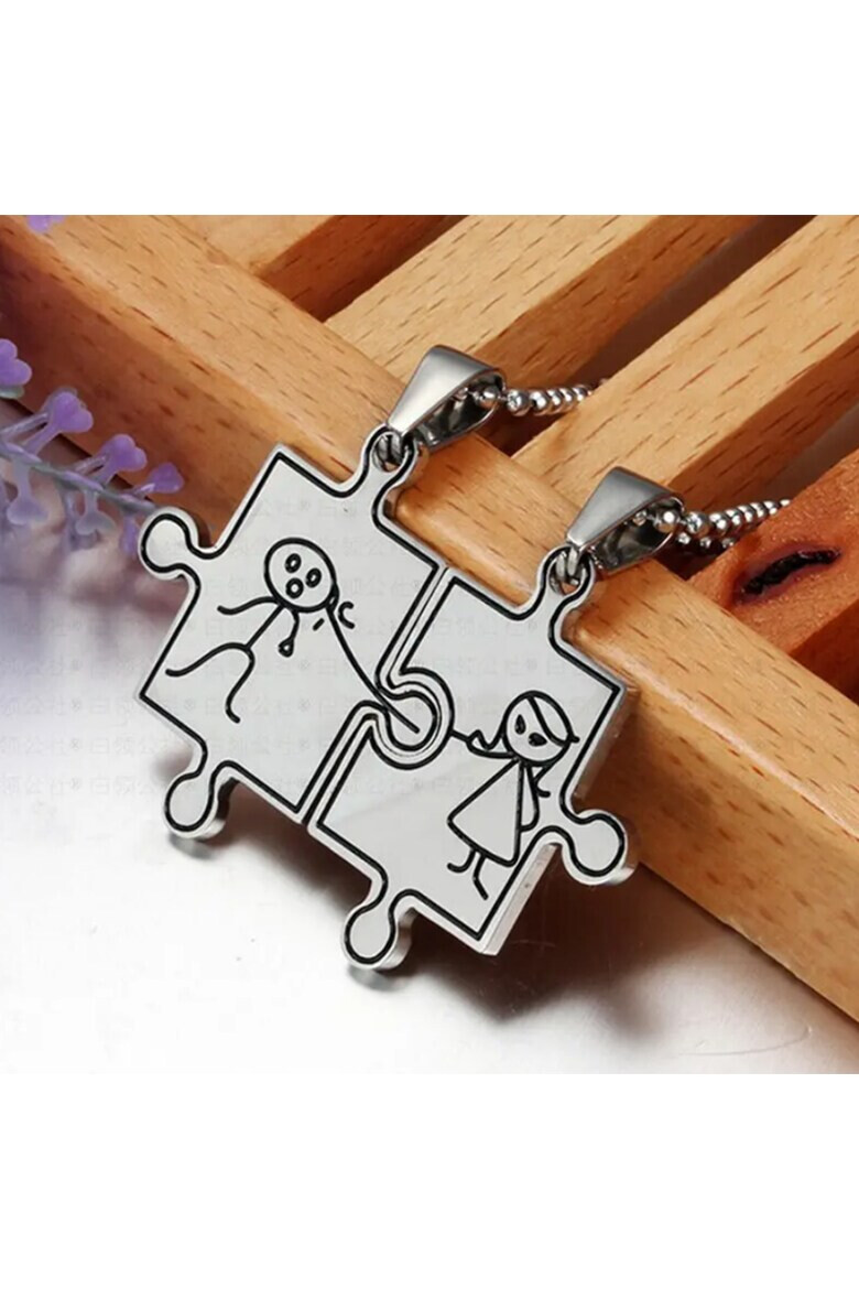 EFAYN.RO Set lant cuplu cu pandantiv puzzle model geometric cute couple unisex EFAYN - Pled.ro