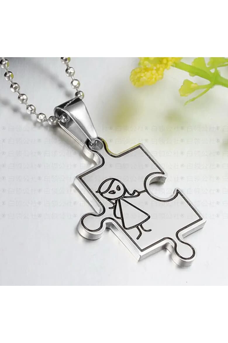 EFAYN.RO Set lant cuplu cu pandantiv puzzle model geometric cute couple unisex EFAYN - Pled.ro