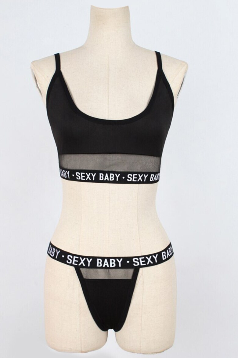 EFAYN.RO Set lenjerie sexy 2 piese print sexy baby bustiera si chilot tanga EFAYN RO - Pled.ro