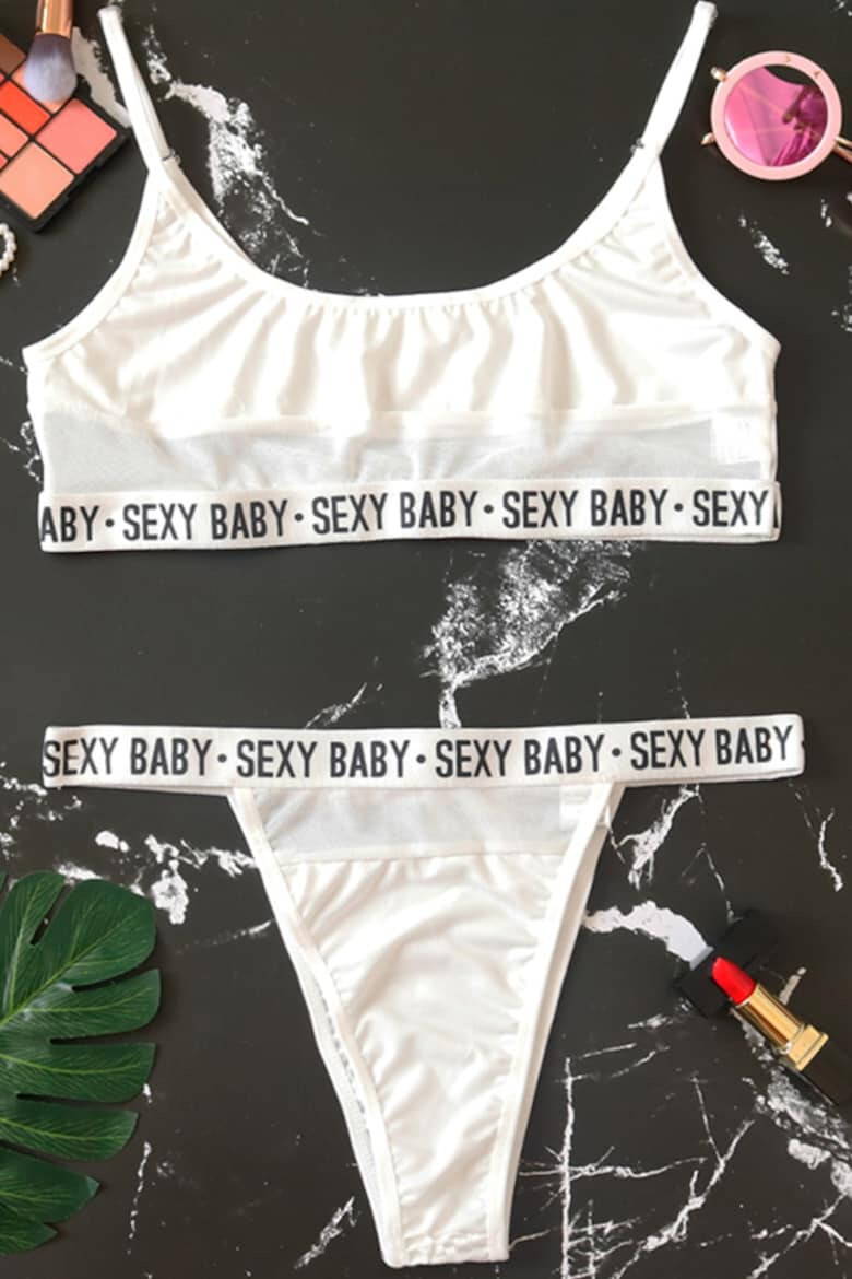 EFAYN.RO Set lenjerie sexy 2 piese print sexy baby bustiera si chilot tanga EFAYN RO - Pled.ro