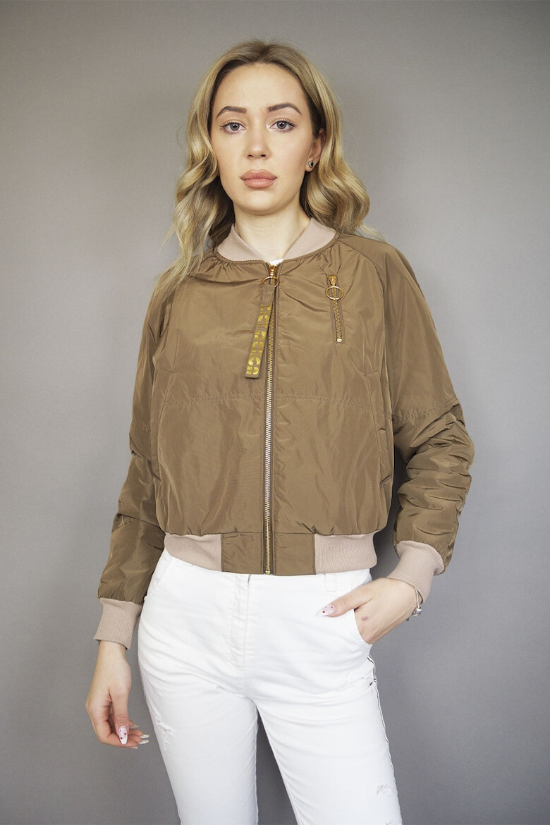 ELEY DESIGN Jacheta bomber crop cu imprimeu logo - Pled.ro