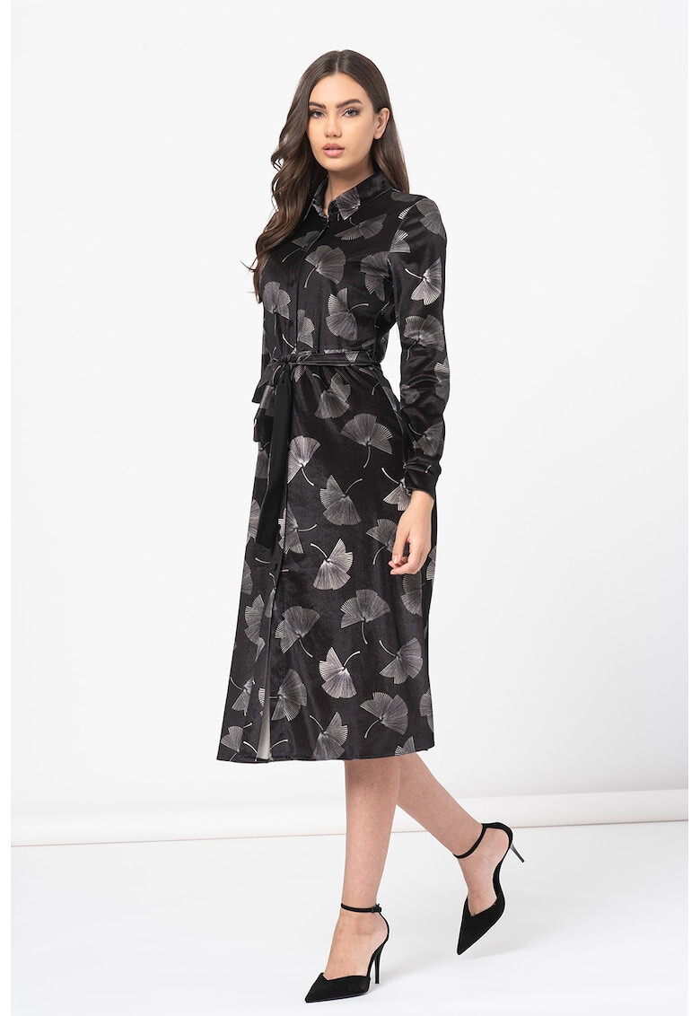 EMME Rochie midi tip camasa cu imprimeu Floral - Pled.ro