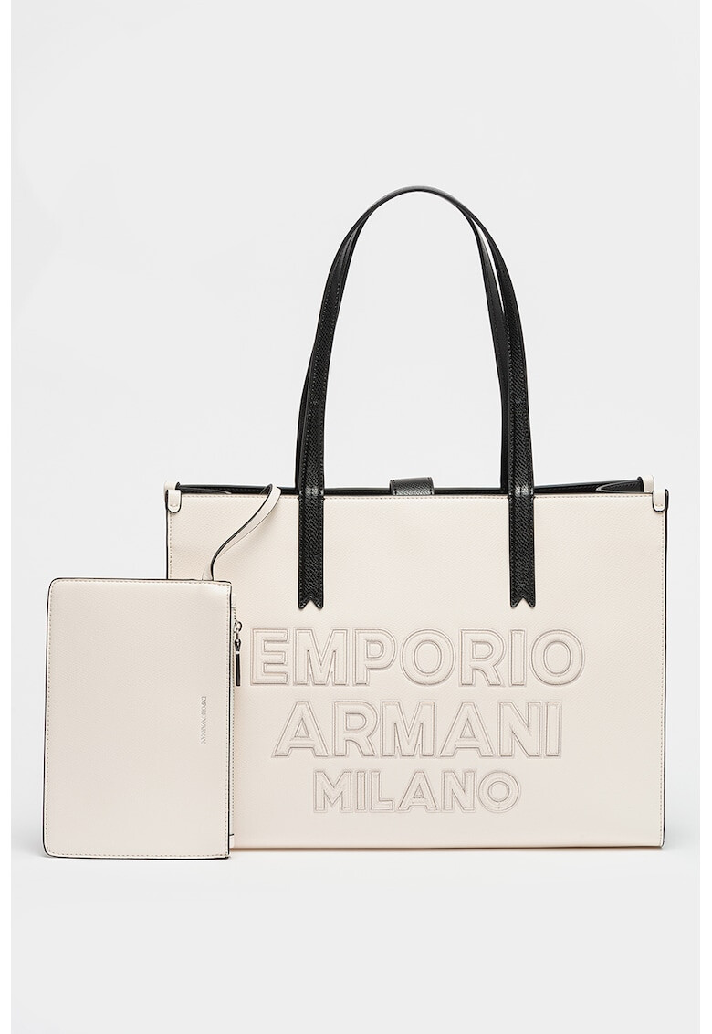 Emporio Armani Geanta shopper de piele ecologica cu logo supradimensionat - Pled.ro