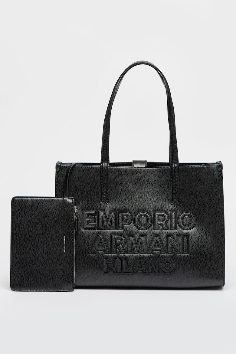 Emporio Armani Geanta shopper de piele ecologica cu logo supradimensionat - Pled.ro