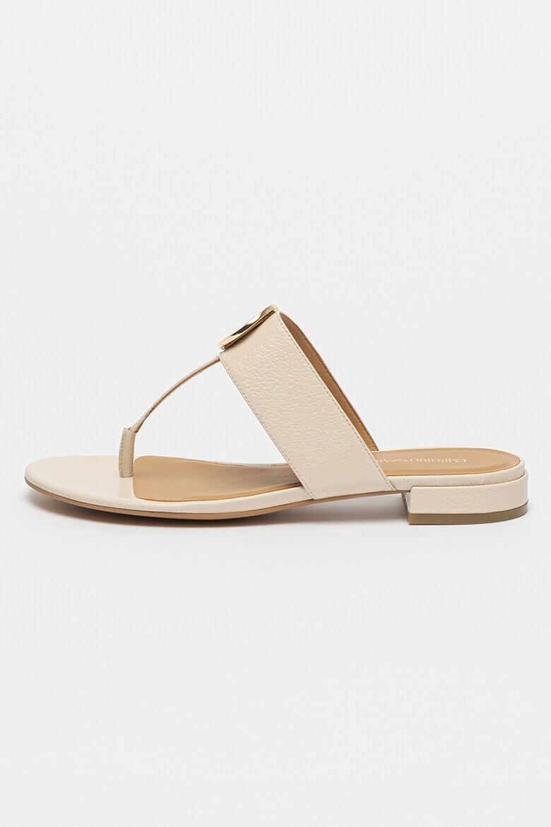 Emporio Armani Papuci flip-flop de piele cu aplicatie logo - Pled.ro