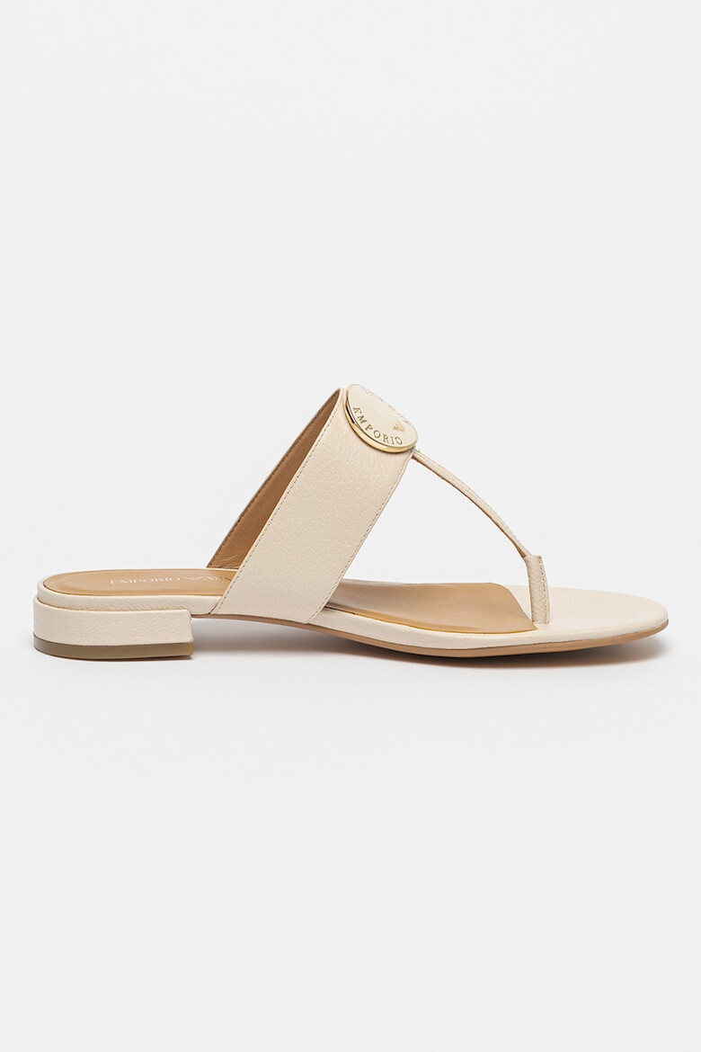 Emporio Armani Papuci flip-flop de piele cu aplicatie logo - Pled.ro