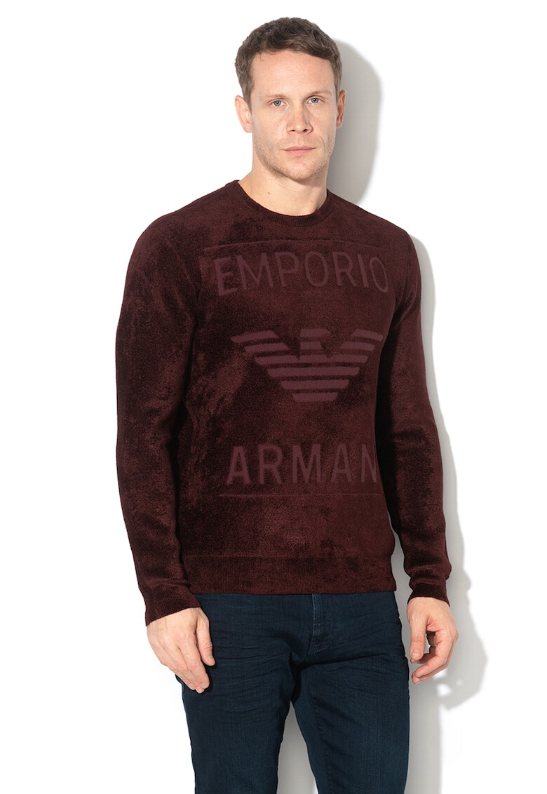 Emporio Armani Pulover cu decolteu la baza gatului si model logo - Pled.ro