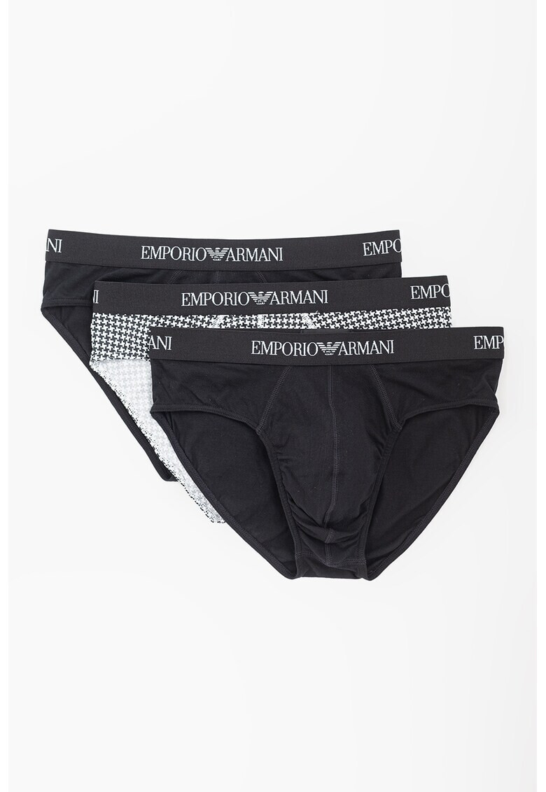 Emporio Armani Underwear Set de chiloti de bumbac cu banda logo in talie - 3 perechi - Pled.ro