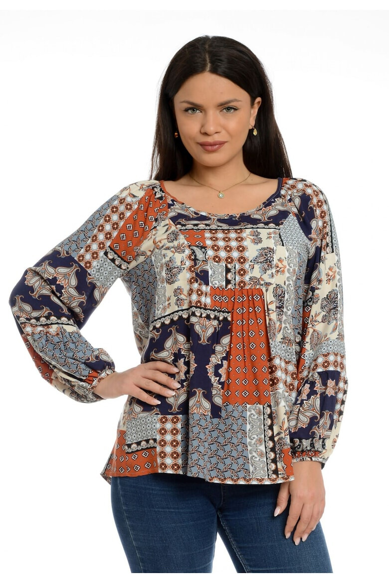 Eranthe 888122677-Bluza Dama Platca Bej cu Maneca Bufanta - Pled.ro