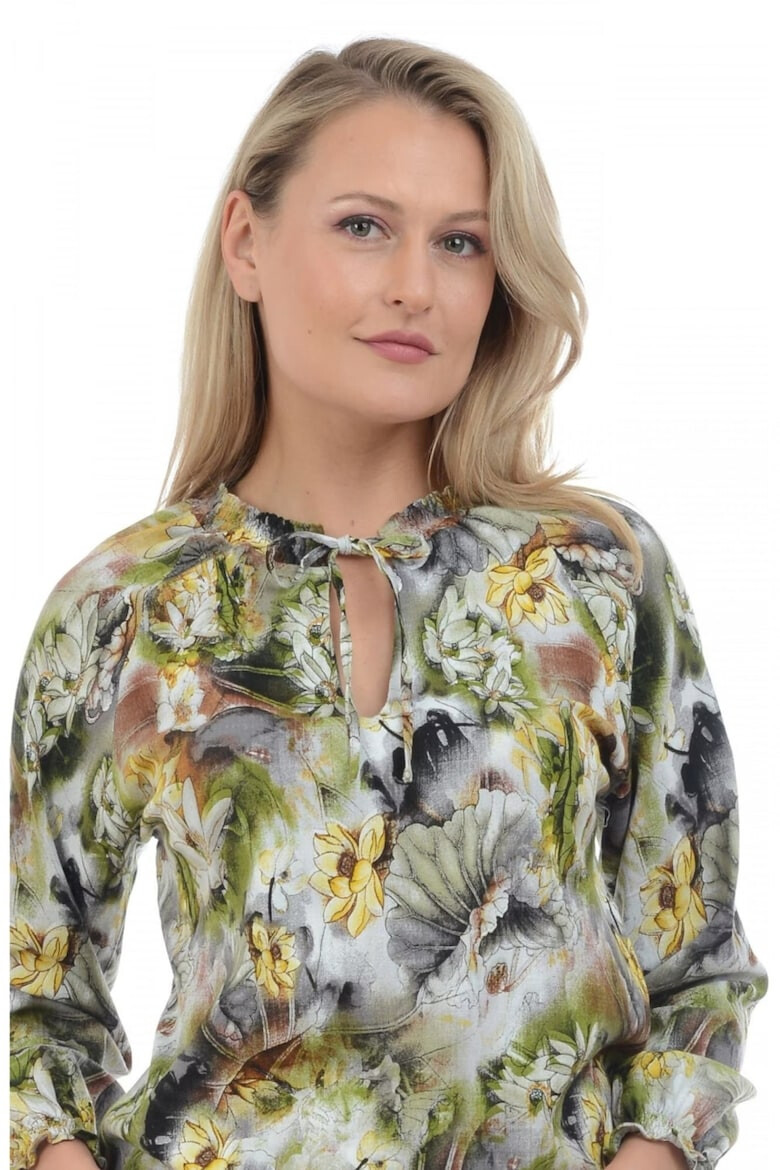 Eranthe 888124542-Bluza Dama Verde si Imprimeu cu Flori - Pled.ro