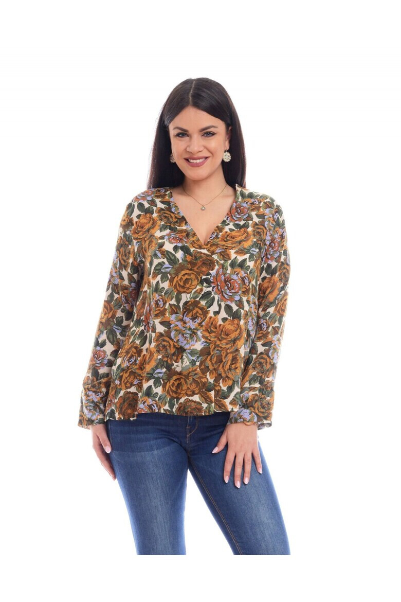 Eranthe 888132646-Bluza Dama Pliu cu Imprimeu Floral Maro - Pled.ro