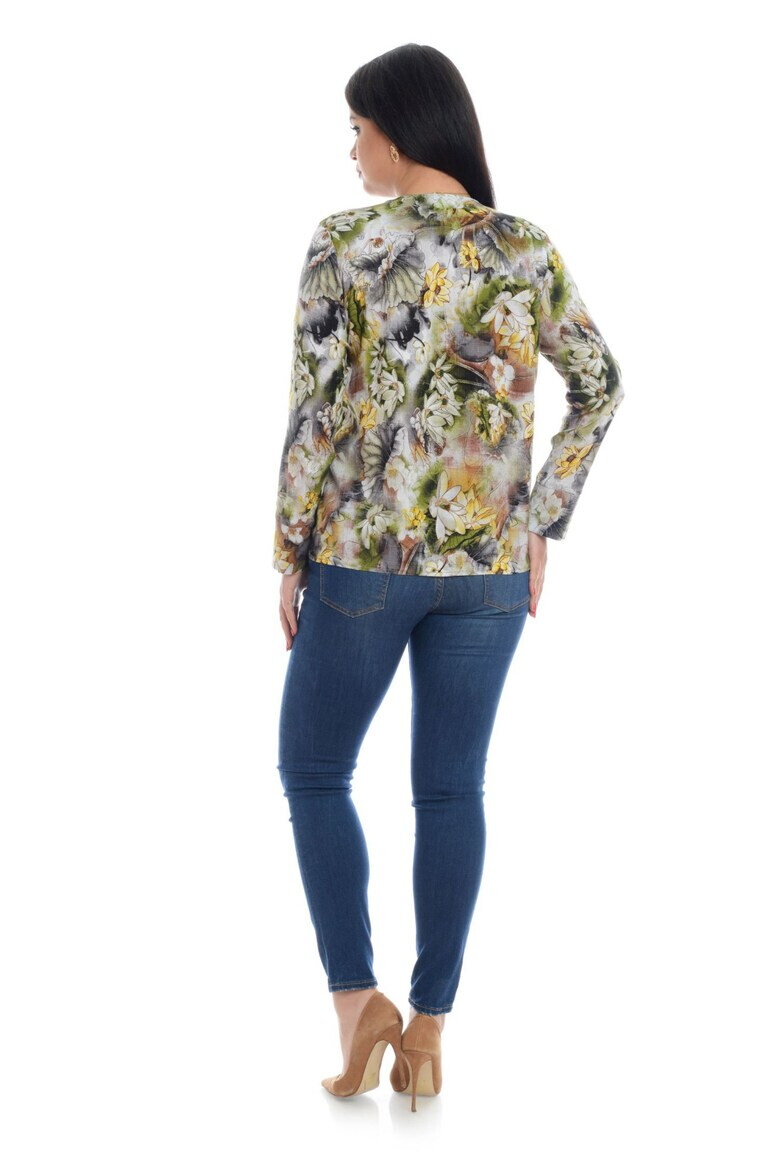 Eranthe 888136866-Bluza Dama Multicolora cu Imprimeu Floral si decolteu V - Pled.ro