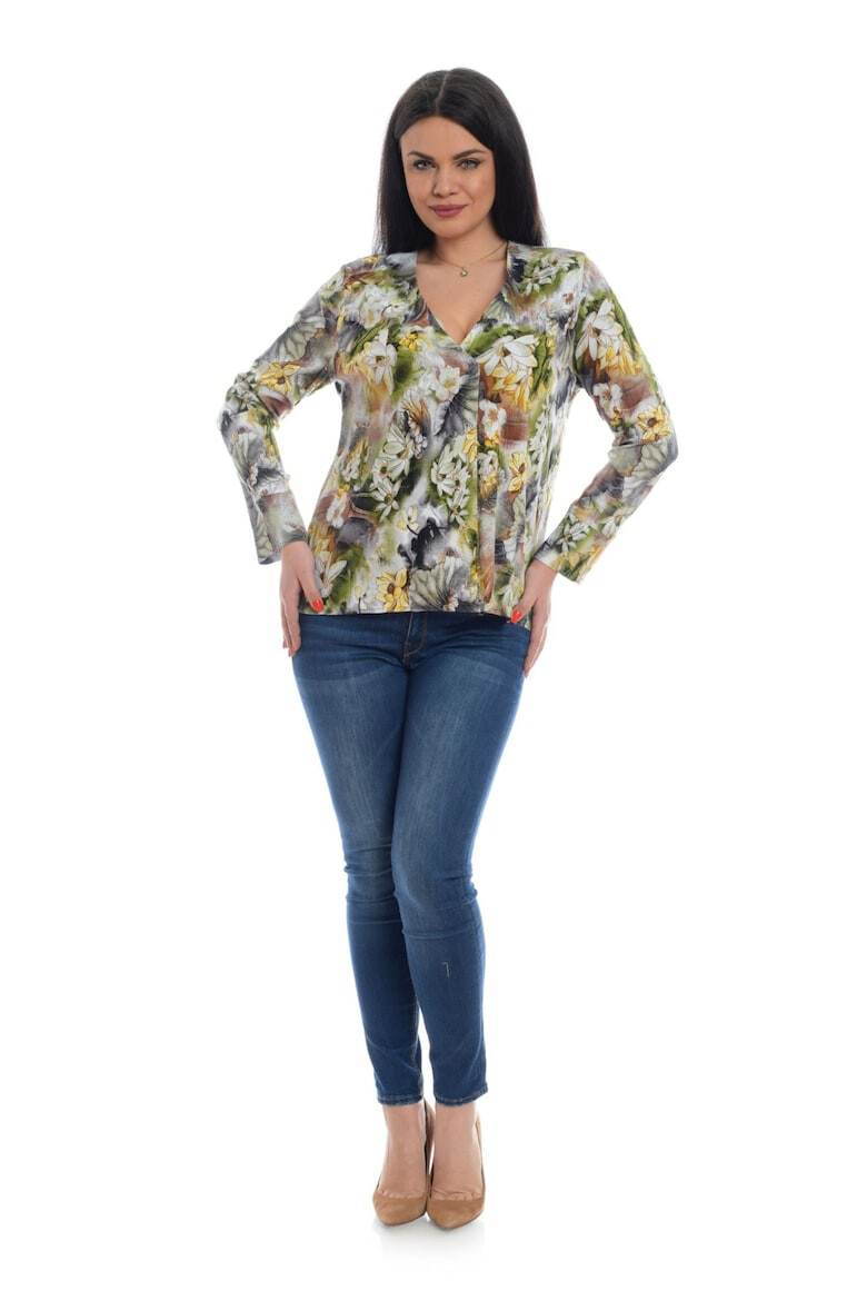 Eranthe 888136866-Bluza Dama Multicolora cu Imprimeu Floral si decolteu V - Pled.ro