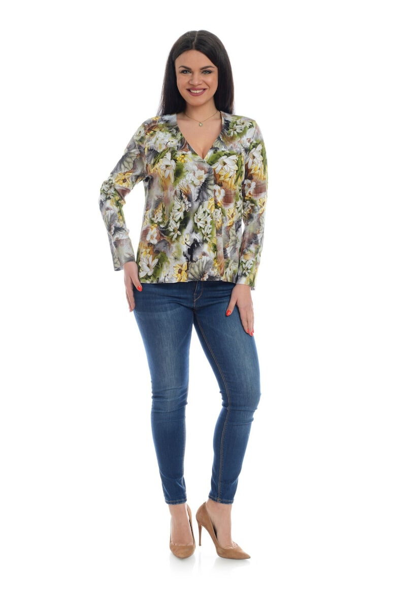 Eranthe 888136866-Bluza Dama Multicolora cu Imprimeu Floral si decolteu V - Pled.ro