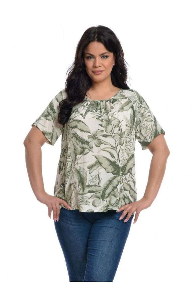 Eranthe 888140575-Bluza Dama Model Floral Verde - Pled.ro