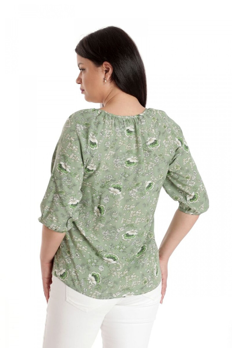 Eranthe 888142602-Bluza Dama IE Verde cu imprimeu floral si maneca 3 sferturi - Pled.ro