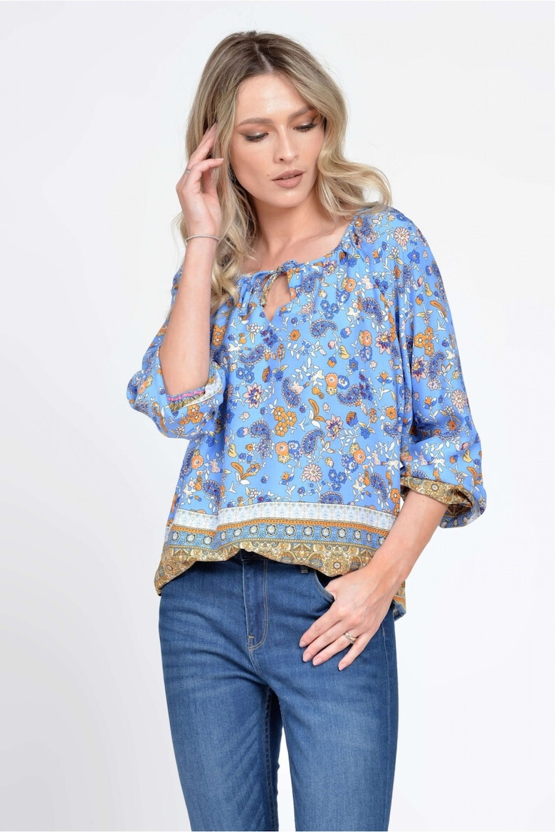 Eranthe 888143228-Bluza IE Dama cu Maneca lunga Multicolor cu Imprimeu Combinat - Pled.ro