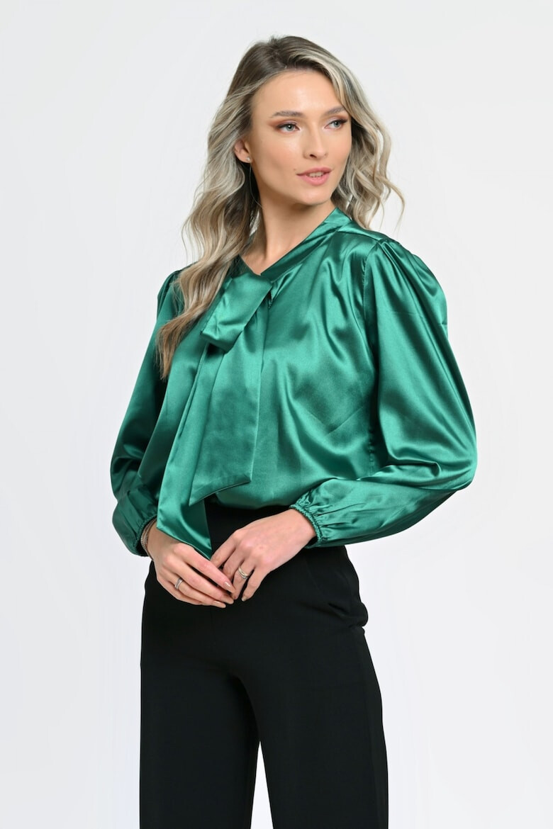 Eranthe 888144265-Bluza Dama cu Funda Ampla Verde Satin - Pled.ro