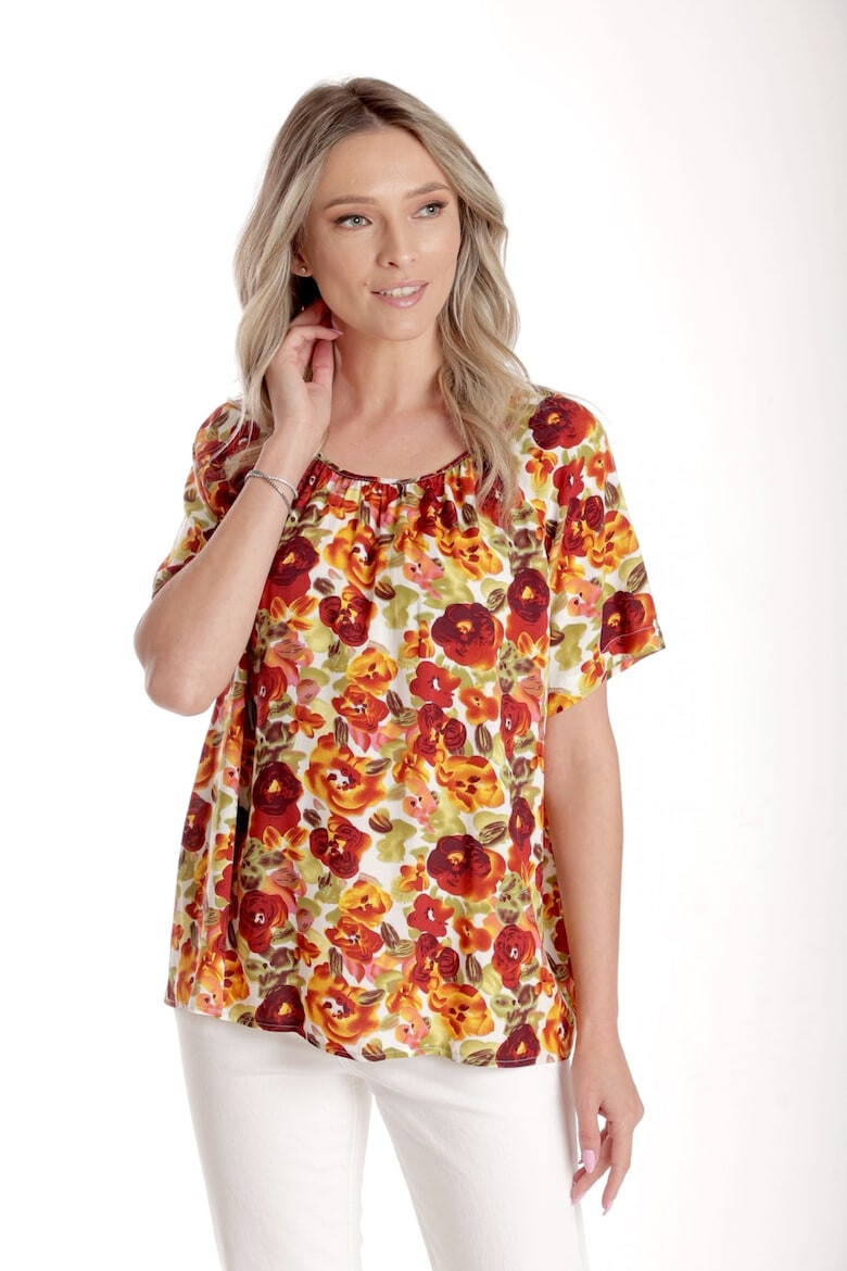 Eranthe 888144393-Bluza Dama Ampla cu Imprimeu Floral - Panselute - Pled.ro