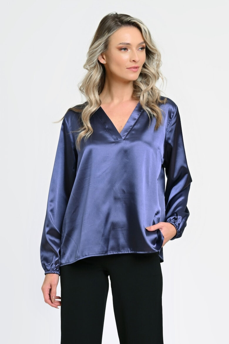 Eranthe Bluza dama V258 cu panglica Indigo Satin - Pled.ro