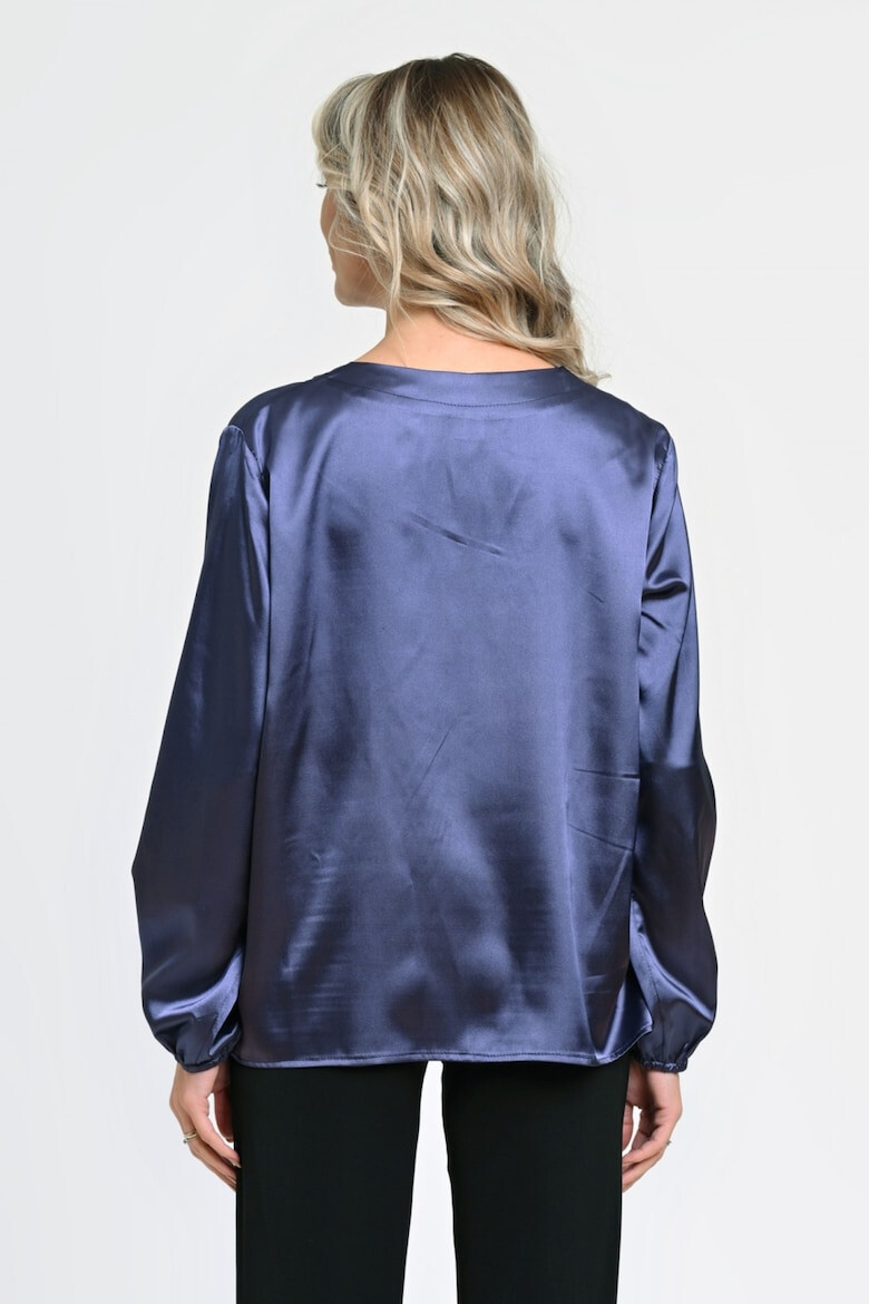 Eranthe Bluza de dama cu fundita lata satin indigo - Pled.ro