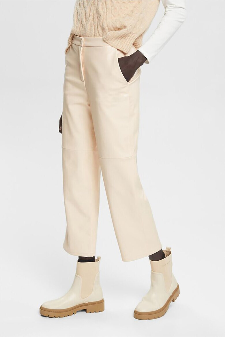 Esprit Pantaloni crop de piele ecologica - Pled.ro