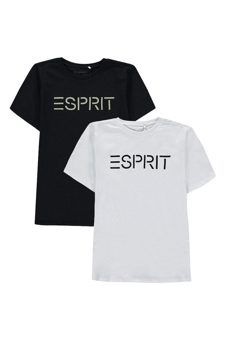 Esprit Set de tricouri de bumbac cu imprimeu logo - 2 piese - Pled.ro