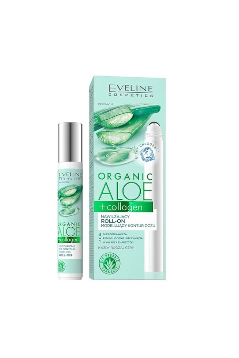 Eveline Cosmetics Gel hidratant pentru conturul ochilor Organic Aloe + Collagen 15 ml - Pled.ro