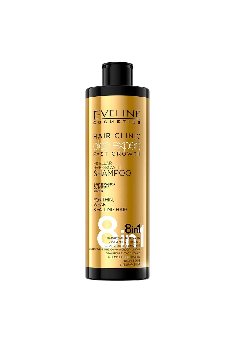 Eveline Cosmetics Sampon de par 8 in 1 Hair Clinic Oleo Expert pentru crestere rapida 400 ml - Pled.ro