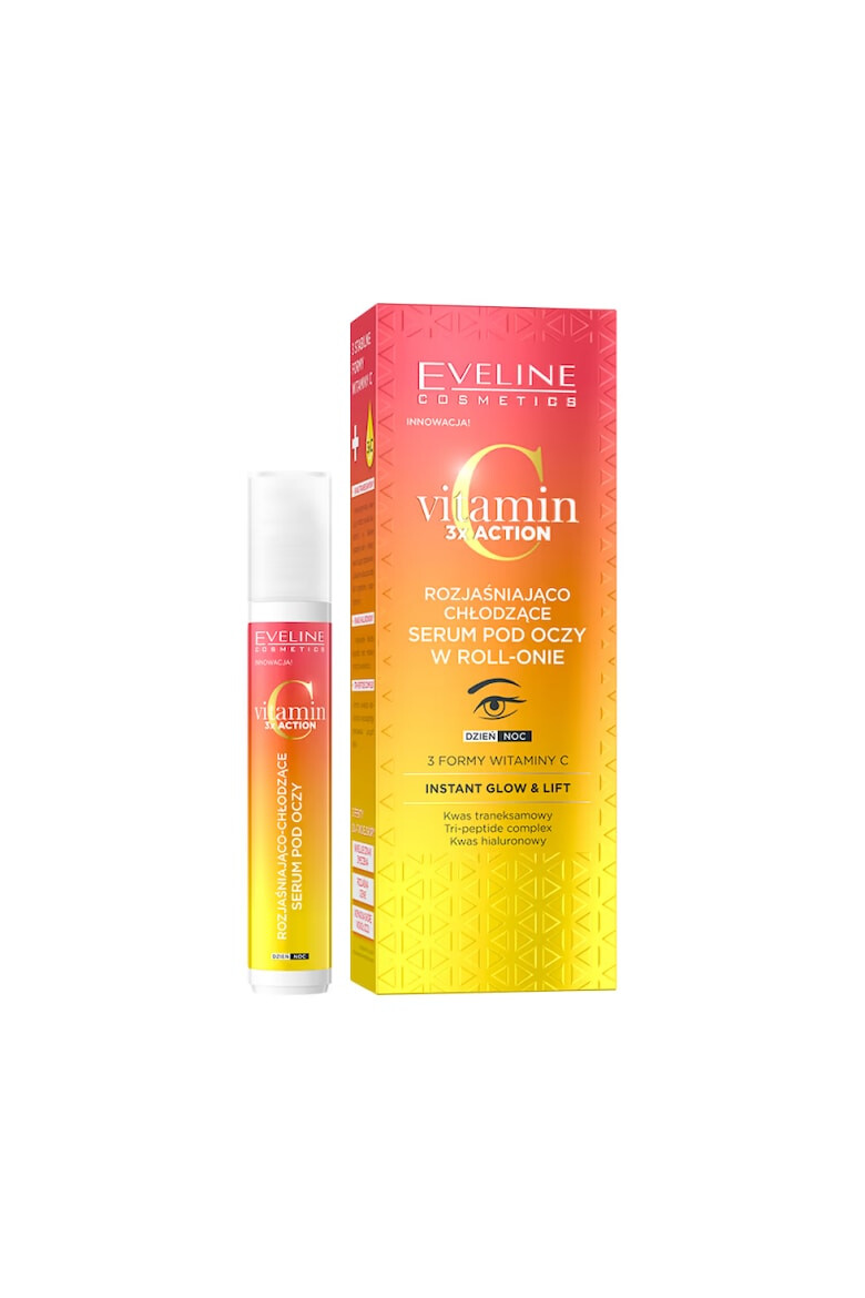 Eveline Cosmetics Ser pentru ochi cu efect de iluminare roll-on Vitamin C 3x Action 15 ml - Pled.ro