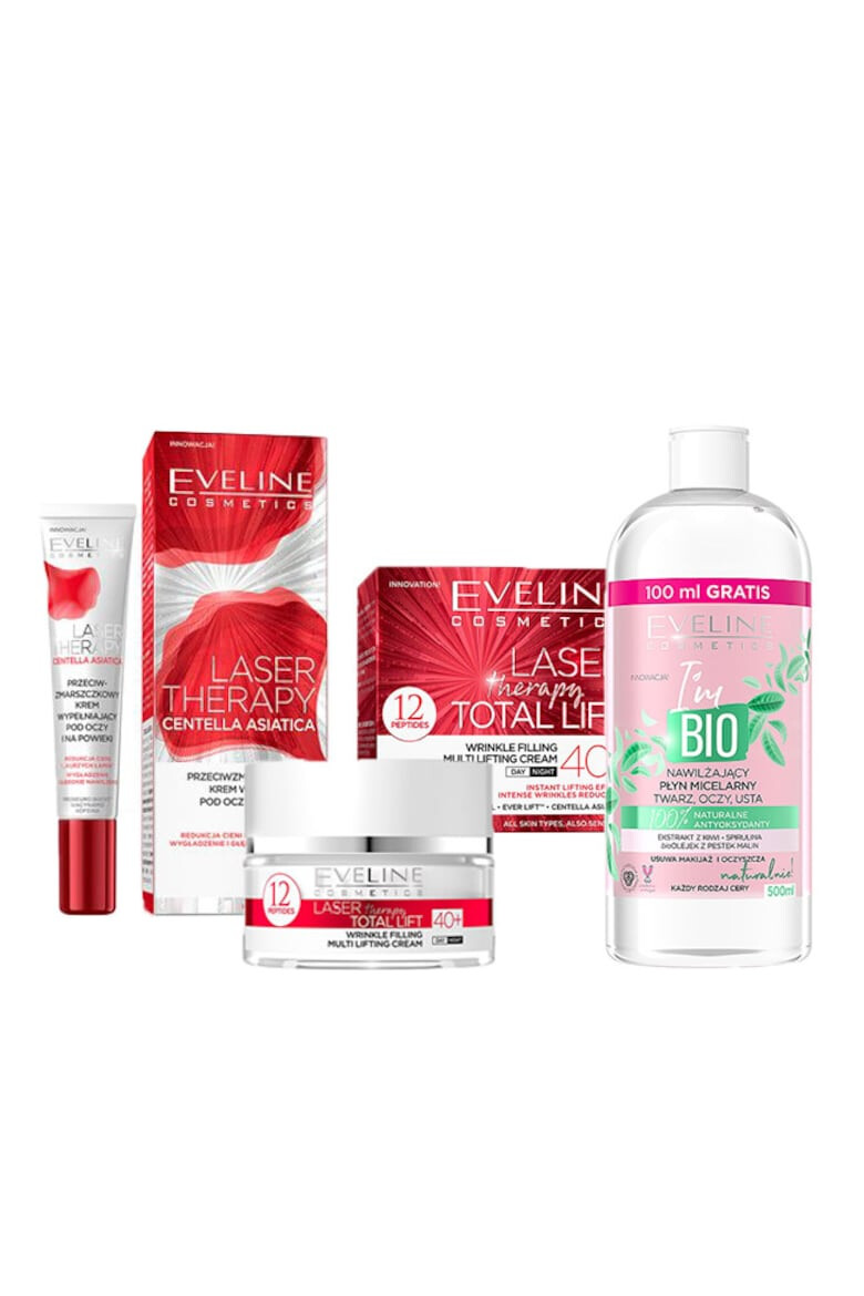 Eveline Cosmetics Set Laser Total Lift 40+ Crema antirid 50 ml Crema de ochi 20 ml Apa micelara 500 ml - Pled.ro