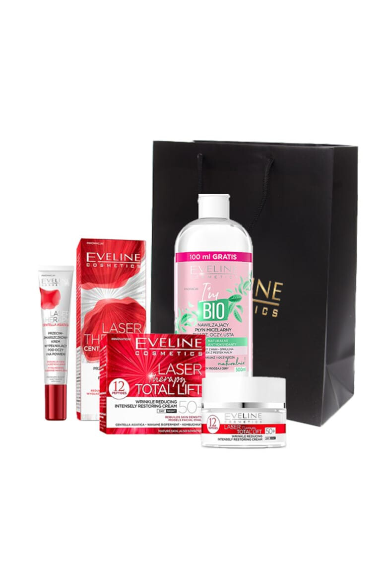 Eveline Cosmetics Set Laser Total Lift 50+ Crema de fata 50 ml Crema de ochi 20 ml Apa micelara 500 ml - Pled.ro