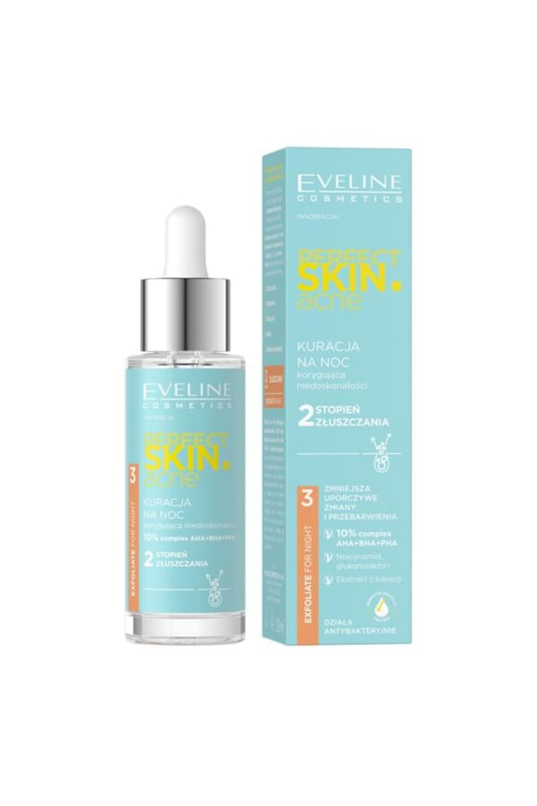 Eveline Cosmetics Tratament de noapte pentru corectarea imperfectiunilor „Gradul 2 de exfoliere” Perfect Skin 30 ml - Pled.ro