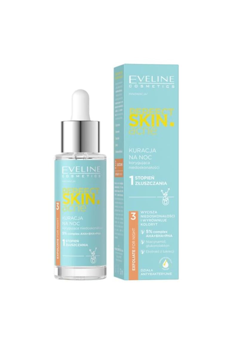 Eveline Cosmetics Tratament de noapte pentru corectarea imperfectiunilor „Primul grad de exfoliere” Perfect Skin 30 ml - Pled.ro