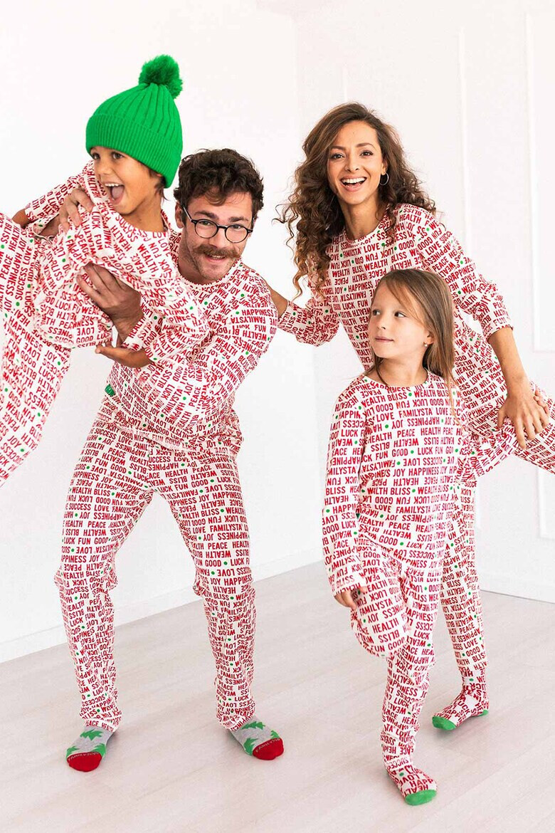 FAMILYSTA® Pijama cu pantaloni lungi si imprimeu text - Pled.ro