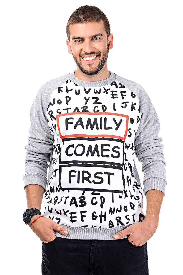 FAMILYSTA® Bluza de trening cu imprimeu text si maneci raglan Wishes - Pled.ro