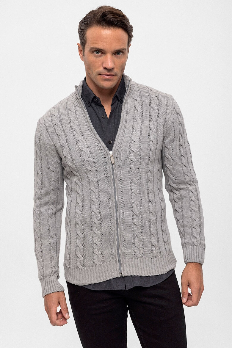 Felix Hardy Cardigan cu fermoar si model torsade - Pled.ro