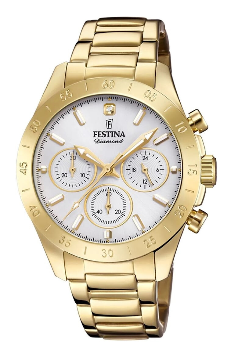 Festina Ceas cronograf din otel inoxidabil decorat cu un diamant - Pled.ro