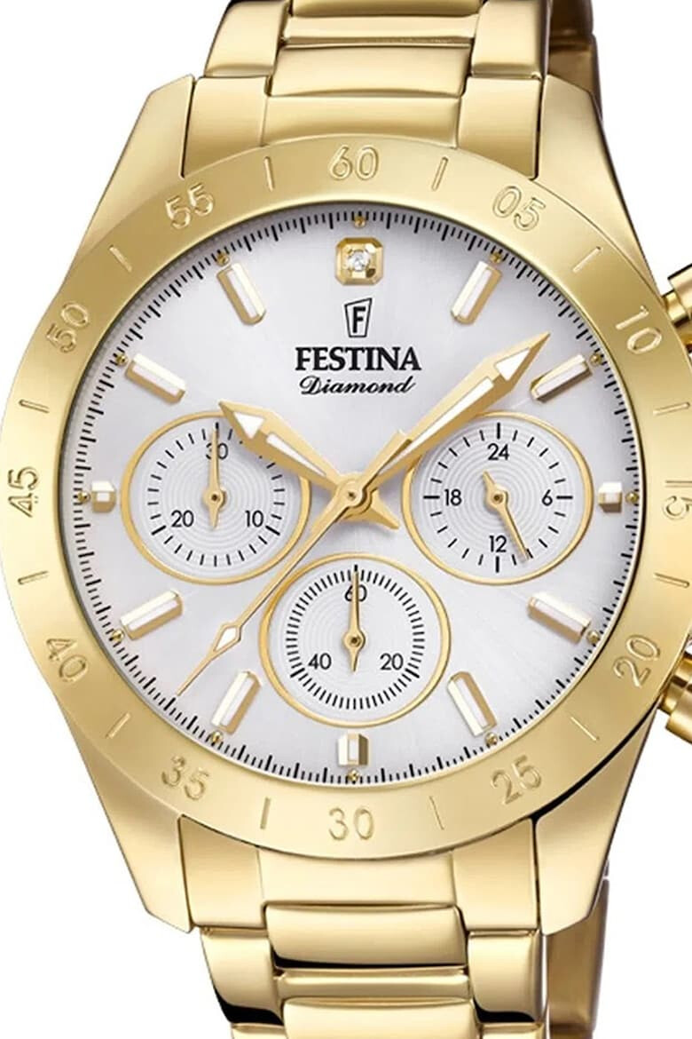 Festina Ceas cronograf din otel inoxidabil decorat cu un diamant - Pled.ro