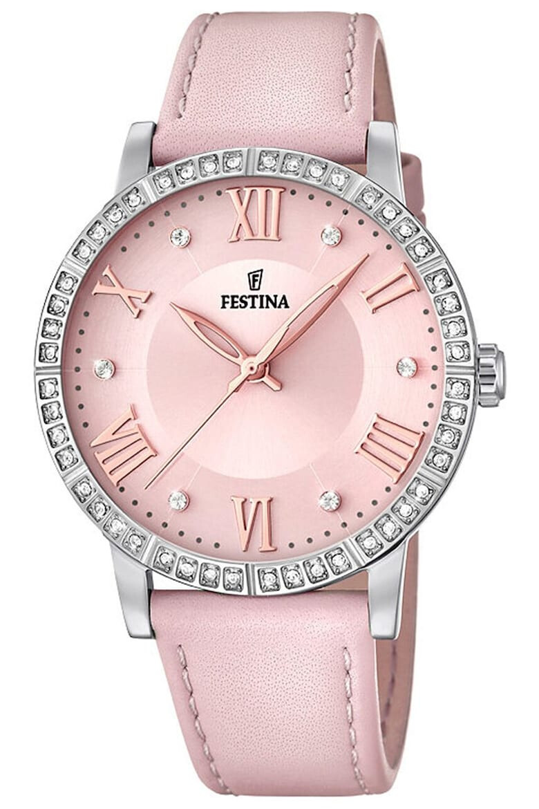 Festina Ceas cu o curea de piele decorat cu zirconia - Pled.ro