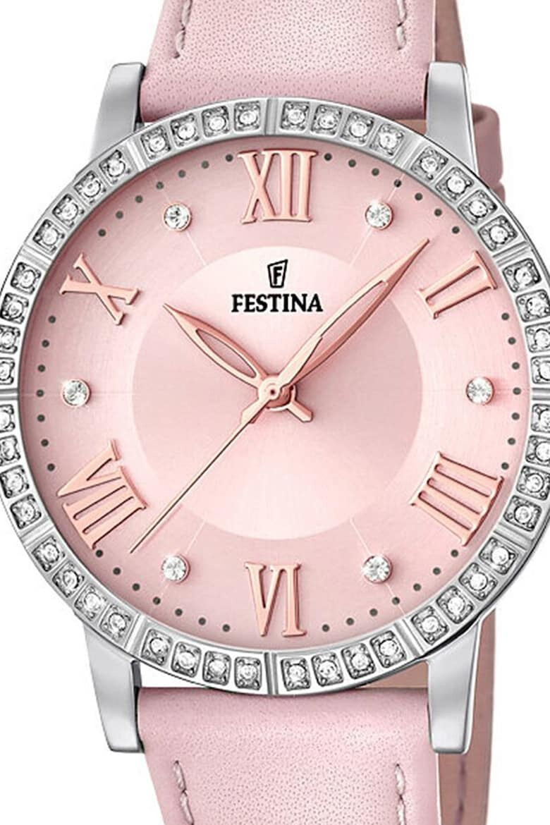 Festina Ceas cu o curea de piele decorat cu zirconia - Pled.ro