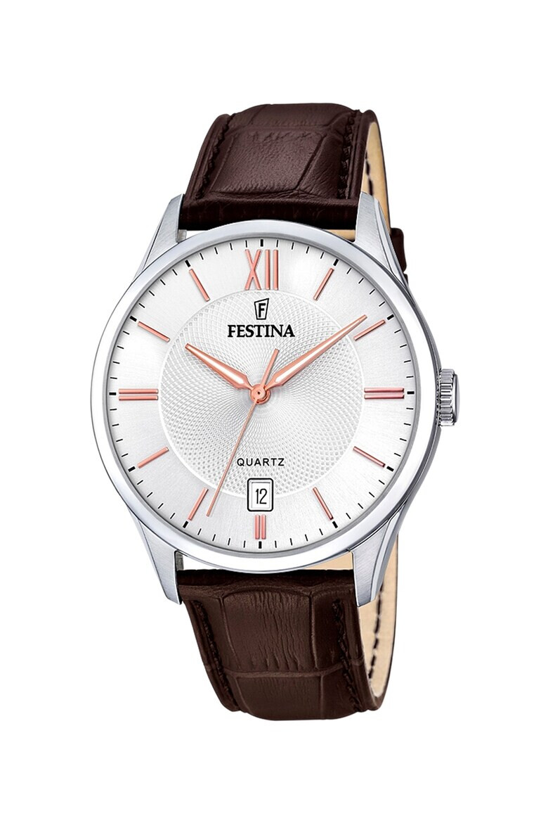 Festina Ceas rotund cu o curea de piele - Pled.ro