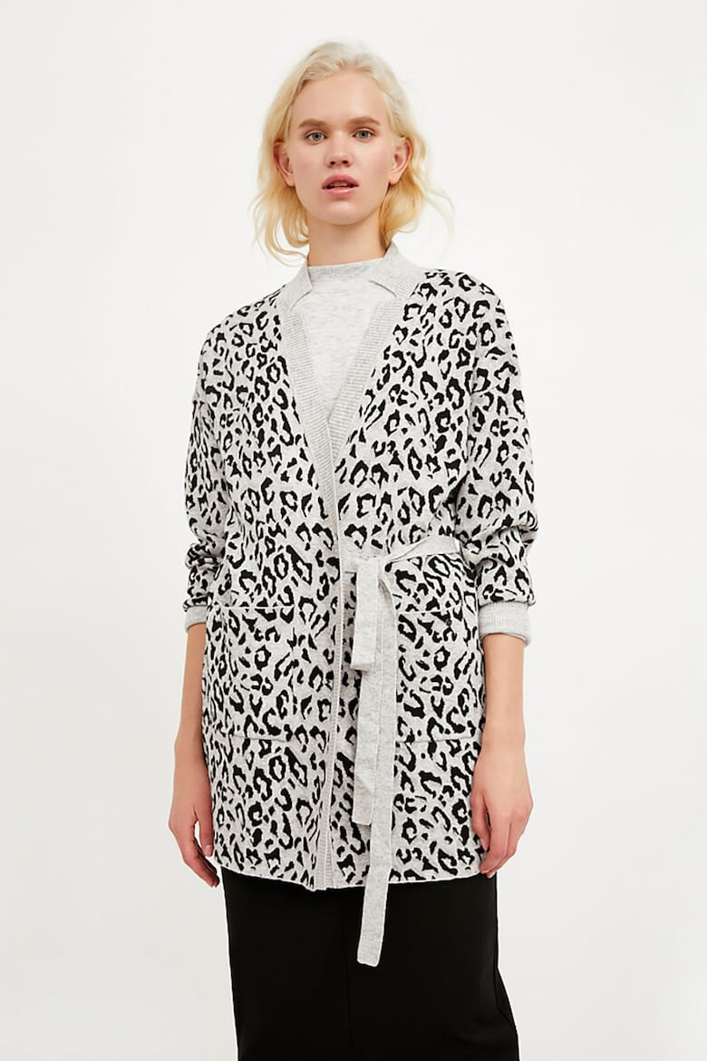 FINN FLARE Cardigan cu animal print si cordon in talie - Pled.ro