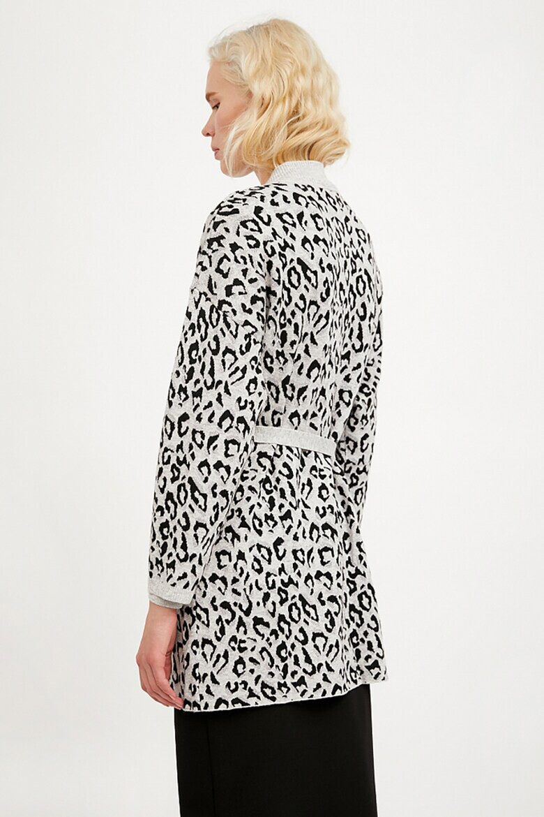 FINN FLARE Cardigan cu animal print si cordon in talie - Pled.ro