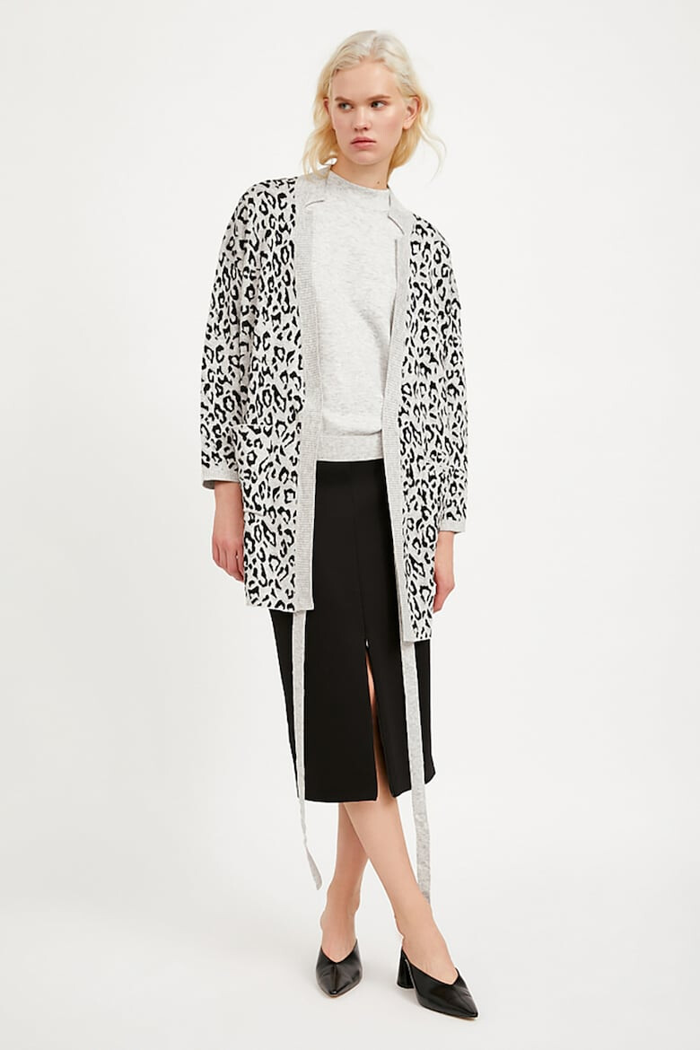 FINN FLARE Cardigan cu animal print si cordon in talie - Pled.ro