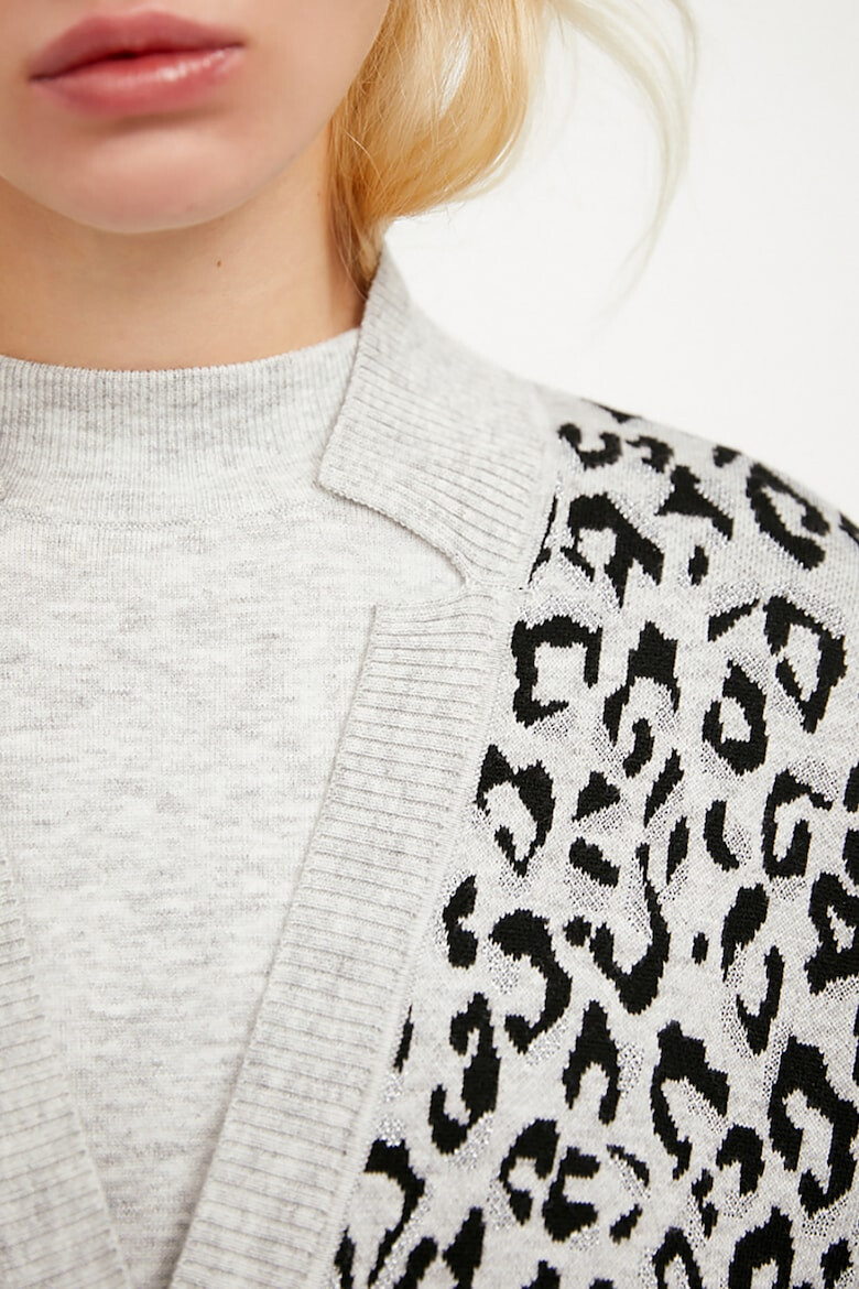 FINN FLARE Cardigan cu animal print si cordon in talie - Pled.ro