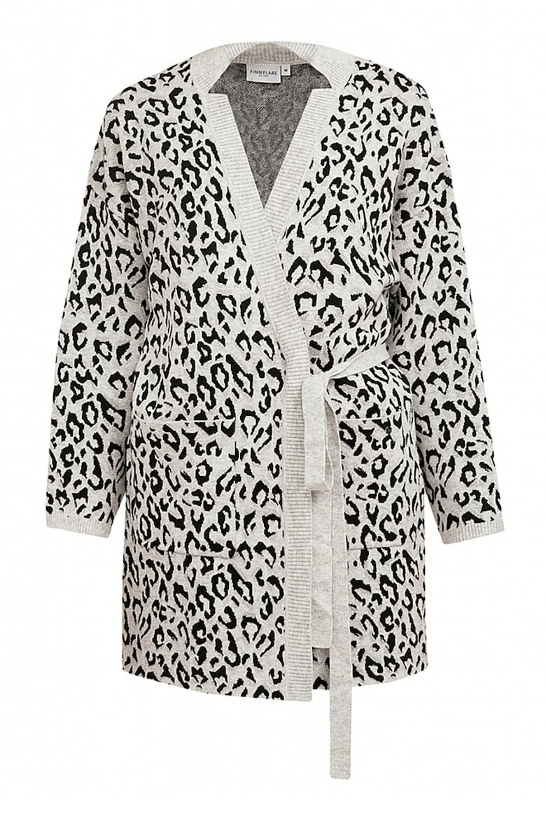 FINN FLARE Cardigan cu animal print si cordon in talie - Pled.ro