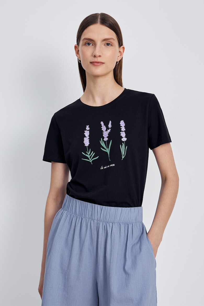 FINN FLARE Tricou cu decolteu la baza gatului si imprimeu floral - Pled.ro