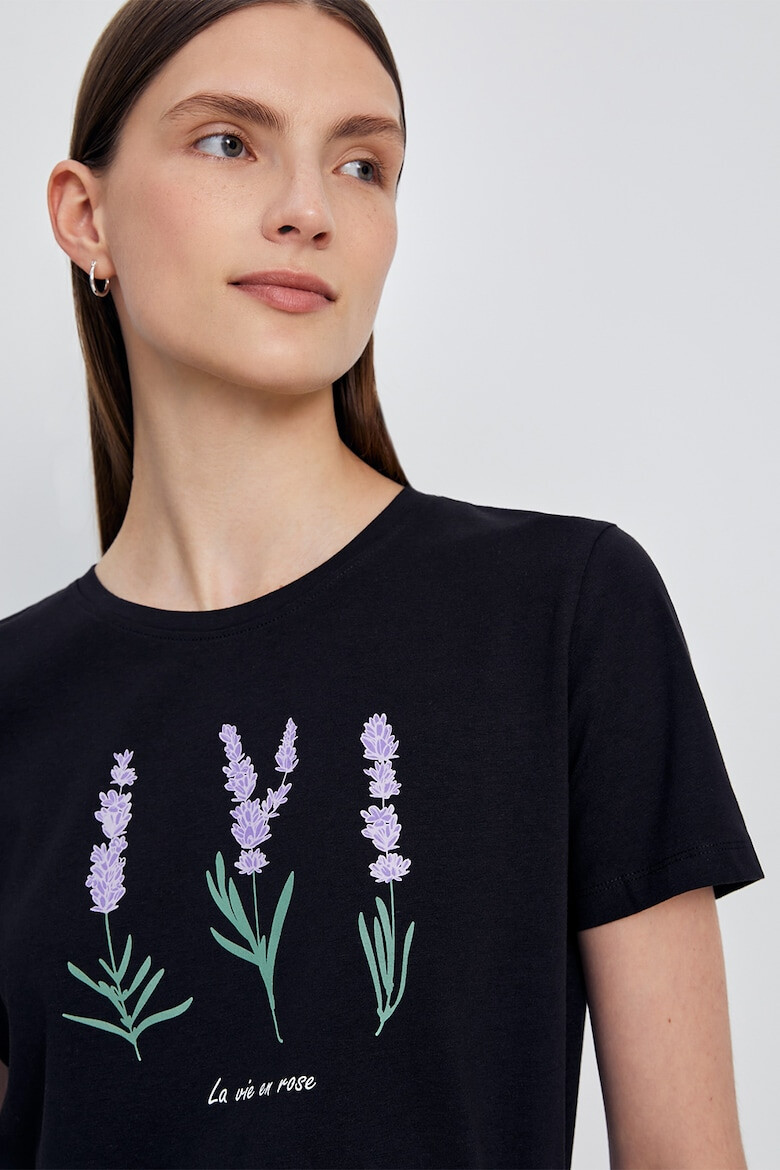 FINN FLARE Tricou cu decolteu la baza gatului si imprimeu floral - Pled.ro