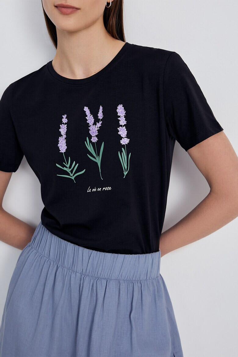 FINN FLARE Tricou cu decolteu la baza gatului si imprimeu floral - Pled.ro